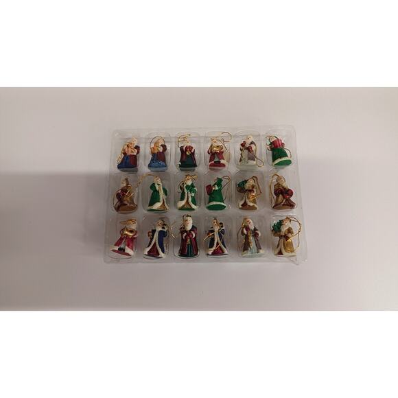 18 pc Set of Vintage Miniature Polystone Victorian Santa's Ornaments - Picture 2 of 7